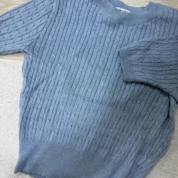 [BUNJANG] Women's Sky Blue Short Sleeve Knit Top / 여성 하늘색 반팔 니트