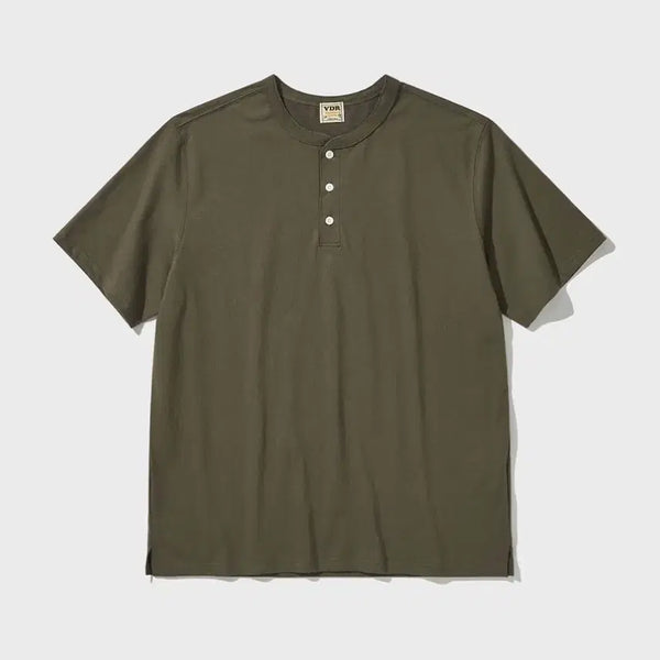 [BUNJANG] VDR Cozy Henly Neck Short Sleeve T-Shirt Olive M / VDR 비디알 코지 헨리넥 반팔티 올리브 M사이즈