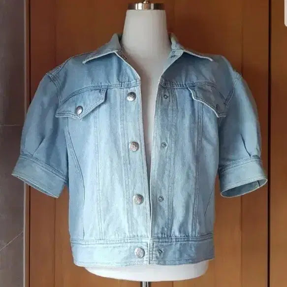 [BUNJANG] Alberta Ferretti Italian Luxury Distressed Denim Puff Sleeve Cropped Jacket / 이태리 명품 알베르타 페레티 퍼프 청자켓 숏자켓