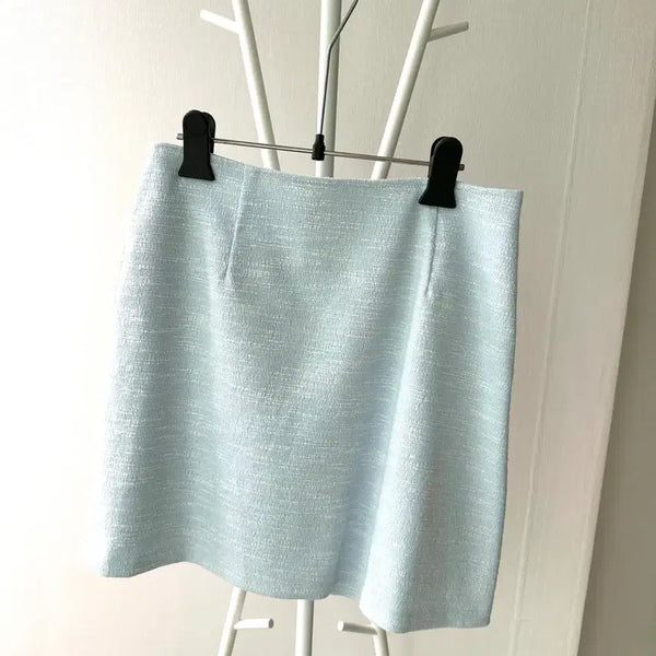 [BUNJANG] Fromthenon Sky Blue Tweed Skirt / 프롬데이원 스카이블루 트위드 스커트