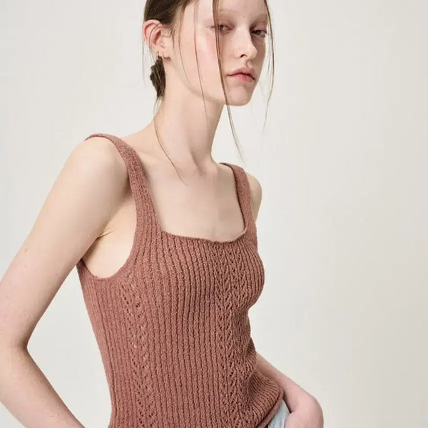 [BUNJANG] Etmon Knit Sleeveless Top (Brick) / 에트몽 니트 나시(브릭색상)