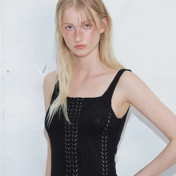 [BUNJANG] Etmon Knit Sleeveless Top Black / 에트몽 니트 나시(블랙)
