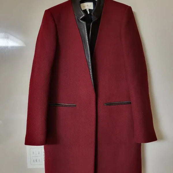 [BUNJANG] Sandro Wool Blend Coat Burgundy Size 38 / 산드로 코트 38사이즈 버건디 울 혼방