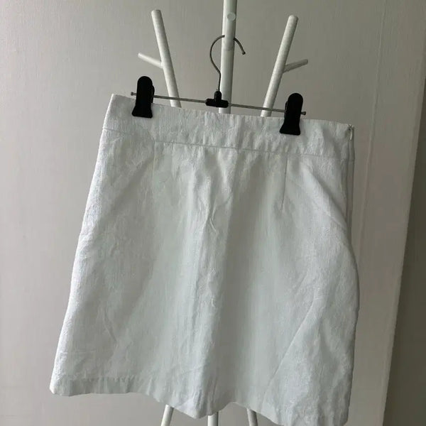 [BUNJANG] ATTRANGS White H-line Linen Skirt Size M / 아뜨랑스 화이트 h라인 린넨 스커트 M사이즈