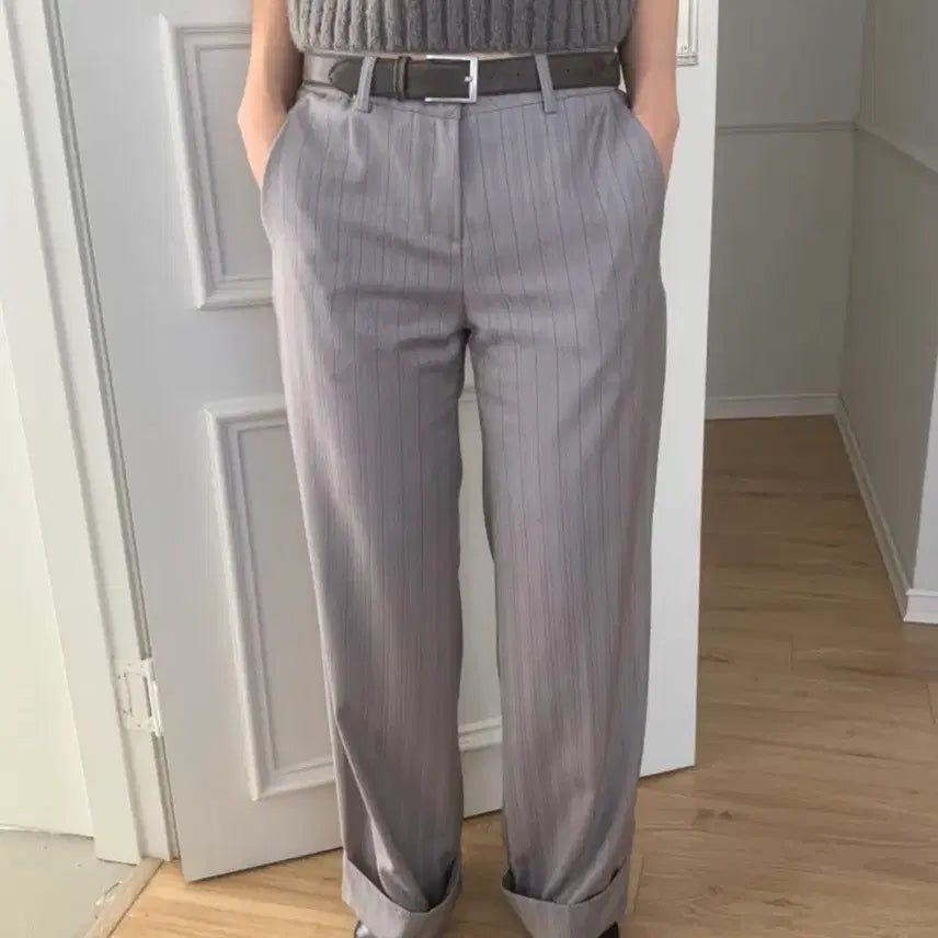 [BUNJANG] Cream Villa Low-Rise Stripe Slacks / 크림빌라 로우라이즈 스트라이프 슬랙스 2색상
