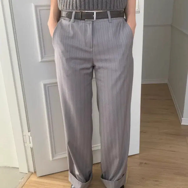 [BUNJANG] Cream Villa Low-Rise Stripe Slacks / 크림빌라 로우라이즈 스트라이프 슬랙스 2색상