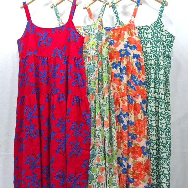 [BUNJANG] Asa Dyeing Strap Long Dress / 아사 나염 어깨 끈 롱 원피스