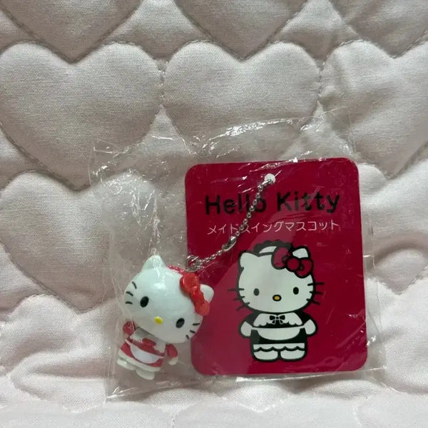 [BUNJANG] Sanrio Hello Kitty Waitress Charm Keyring (Red) / 고전 키티 달랑이 웨이트리스 키링(레드)