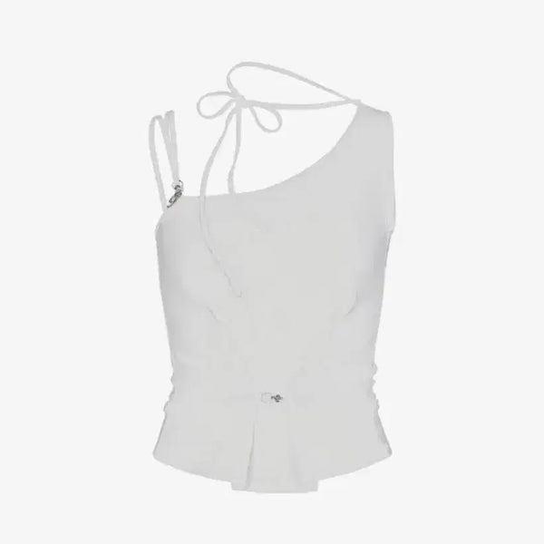 [BUNJANG] Pain Or Pleasure Ruby Hook Top White / 페인오어플레져 루비 후크 탑 화이트