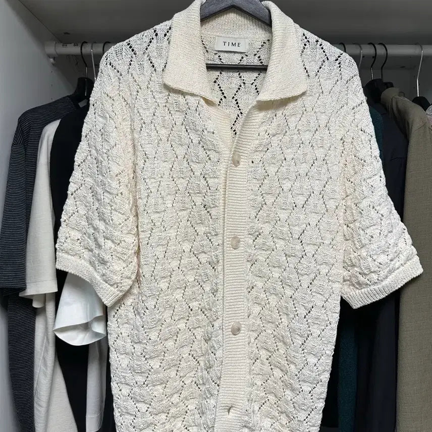 [BUNJANG] Time Homme 23SS Punching Knit Cardigan Ivory / 타임옴므 23ss 펀칭니트 가디건 / 95