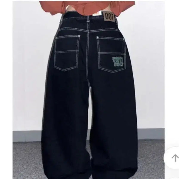 [BUNJANG] KIMISS Retro Patch Point Color-Up Wide Denim Pants / 키미스 레트로 패치 포인트 컬러업 와이드 데님 ootj 팬츠 바지 생지