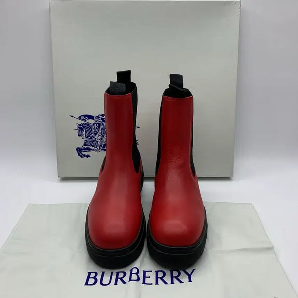 [BUNJANG] Burberry Leather Creeper Chelsea Boots Red / 267001811 버버리 가죽 크리퍼 첼시 부츠 레드 38사이즈