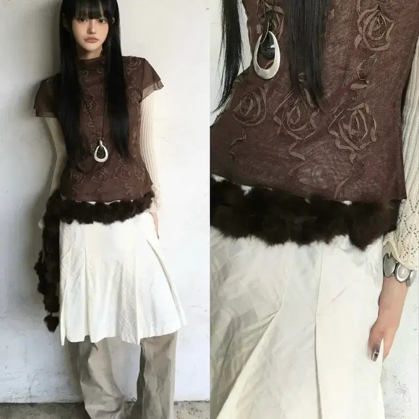 [BUNJANG] Layerroom Brown Rose Tee / 레이어룸 layerroom 피드 대장템 브라운로즈티