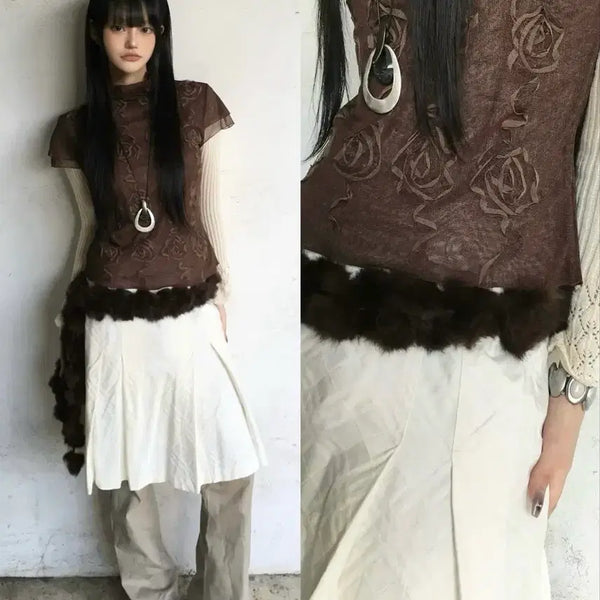 [BUNJANG] Layerroom Brown Rose Tee / 레이어룸 layerroom 피드 대장템 브라운로즈티