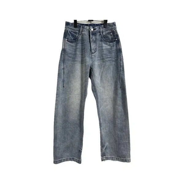 [BUNJANG] Wide Leg Semi Barrel Fit Washed Denim Pants / 청바지 와이드 세미 배럴핏 워싱 데님 팬츠 29