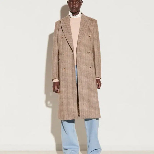 [BUNJANG] Sandro Wool Check Double Coat Beige Size 36 / 산드로 코트 (정가 90만원대)