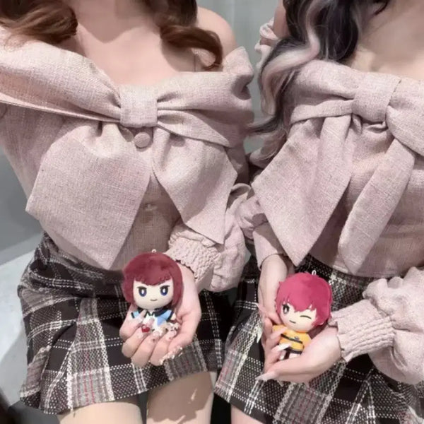 [BUNJANG] Lip Service Ribbon Off-Shoulder Long Sleeve Top Pink / lip service 립서비스 리본 오프숄더 롱슬리브 탑 핑크 스나계
