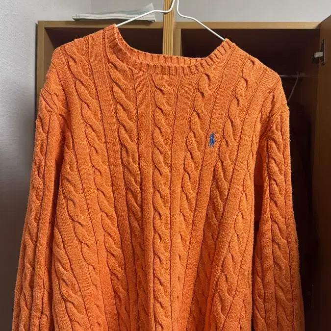 [BUNJANG] Polo Ralph Lauren Cable Knit Sweater Orange / [정품] 폴로 니트