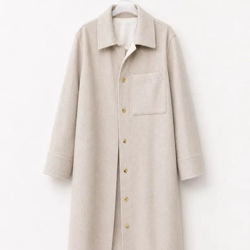 [BUNJANG] YUMER Wool Cashmere Long Shirt Beige / 유메르 울 캐시미어 롱 셔츠