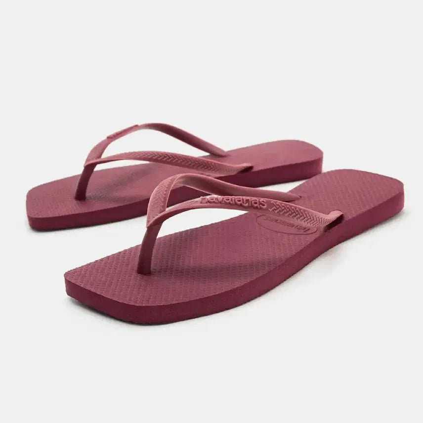 [BUNJANG] Havaianas x Zara Square Flip-Flops Burgundy Red EU35/36 / (1회착용) 하바이아나스 x 자라 스퀘어 쪼리 버건디 레드 EU35/36