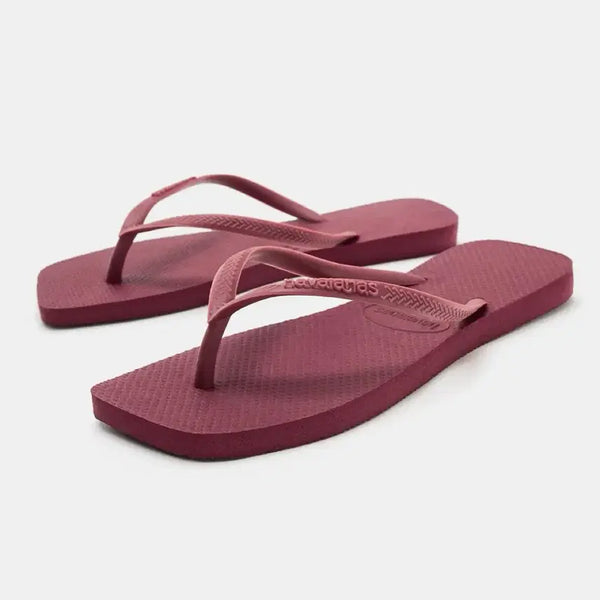 [BUNJANG] Havaianas x Zara Square Flip-Flops Burgundy Red EU35/36 / (1회착용) 하바이아나스 x 자라 스퀘어 쪼리 버건디 레드 EU35/36