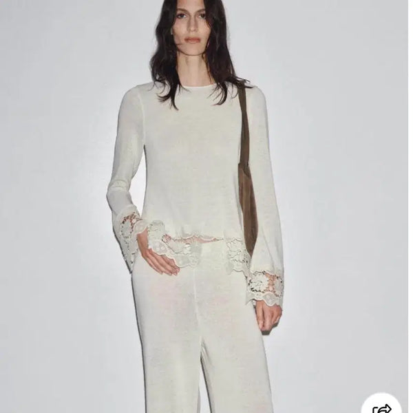 [BUNJANG] ZARA Lace Detail Knit Top / 자라 니트