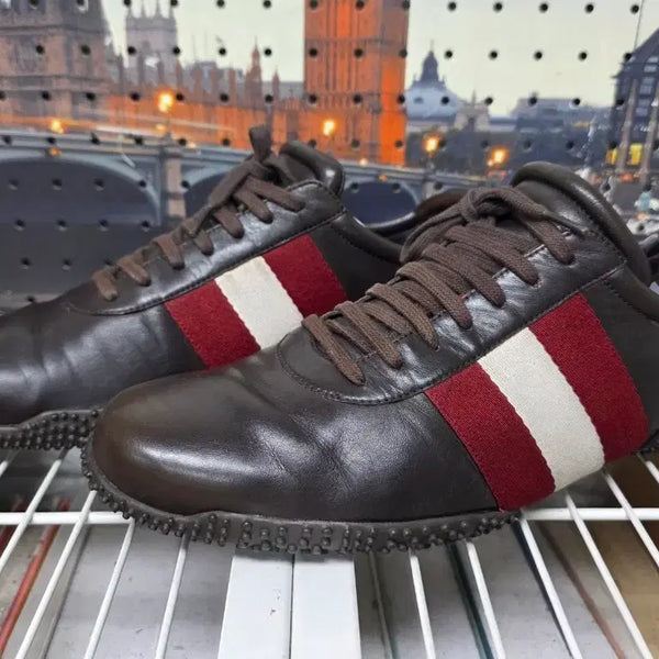 [BUNJANG] Bally Driving Shoes Leather Sneakers 270mm Tricolor Stripe / 발리 드라이빙 슈즈 270 삼색 스트라이프 가죽 스니커즈 SE34