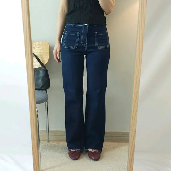 [BUNJANG] Egoist Women's Wide-Leg Denim Jeans B10W4016 / (55)에고이스트 여성 청바지 데님 진청 B10W4016