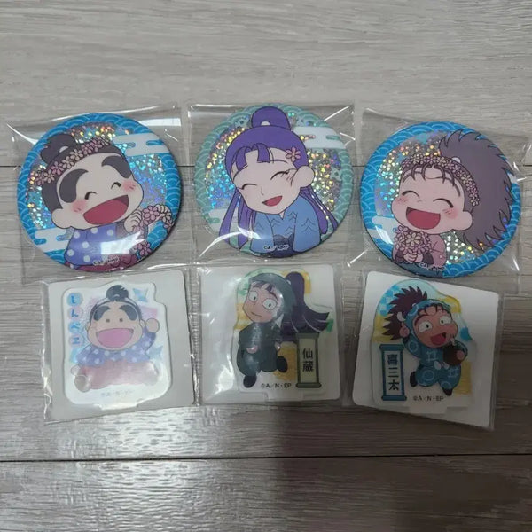 [BUNJANG] Nintama Rantaro Kinzousan Senzo, Shinbe, Kisanta Animate Badge & Mini Acrylic Set / 닌타마 란타로 엄금조 센조, 신베, 키산타 애니메이트 배지, 미니 아크릴