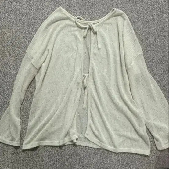 [BUNJANG] Cream Ribbon Knit Cardigan / 크림색 리본 니트 가디건 살안타가디건 여름가디건