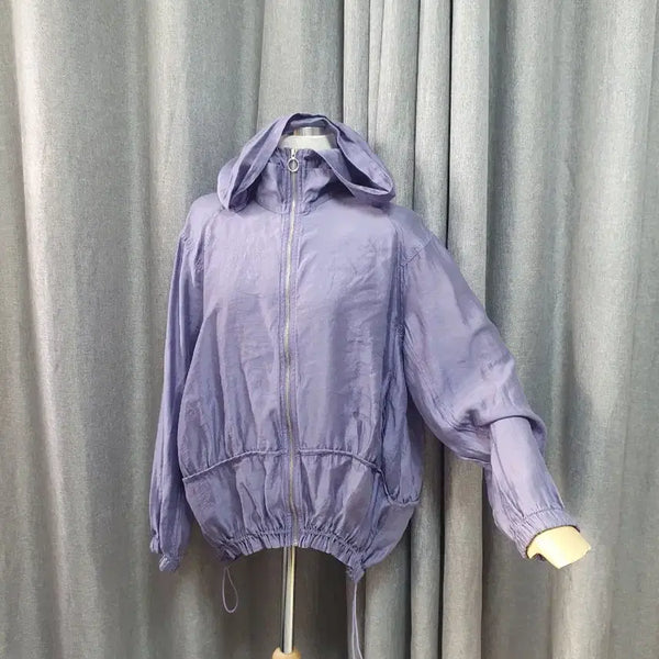 [BUNJANG] 7788 Purple Sheer Hoodie Zip-Up / 7788퍼플 쉬어 후드집업