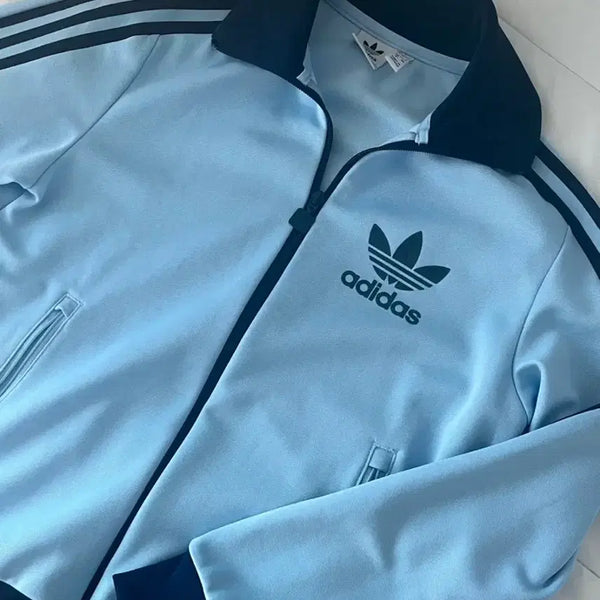 [BUNJANG] Adidas Beckenbauer Sky Blue Cropped Track Top M / 아디다스 바켄바우어 스카이블루 크롭 트랙탑 M