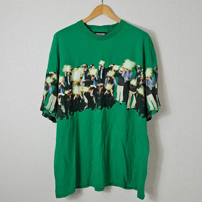[BUNJANG] Youser Graphic T-Shirt String Green Oversized Fit / Youser 그래픽 반팔 티셔츠 스트링 그린 오버핏