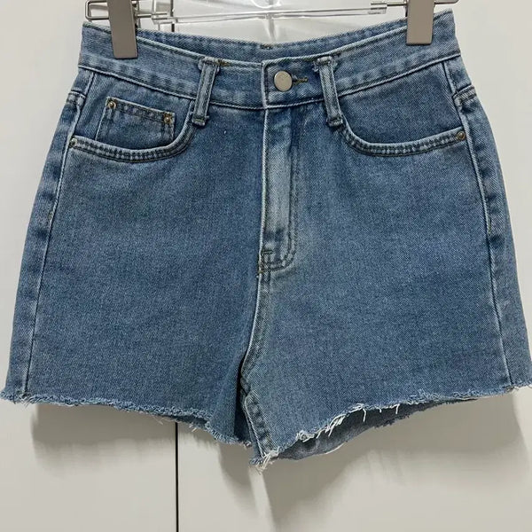 [BUNJANG] Mid-Wash High-Waist Cut-Off Mini Denim Shorts (Size S) / 중청 하이웨스트 미니 숏팬츠 커팅 반바지 청바지 핫팬츠 s