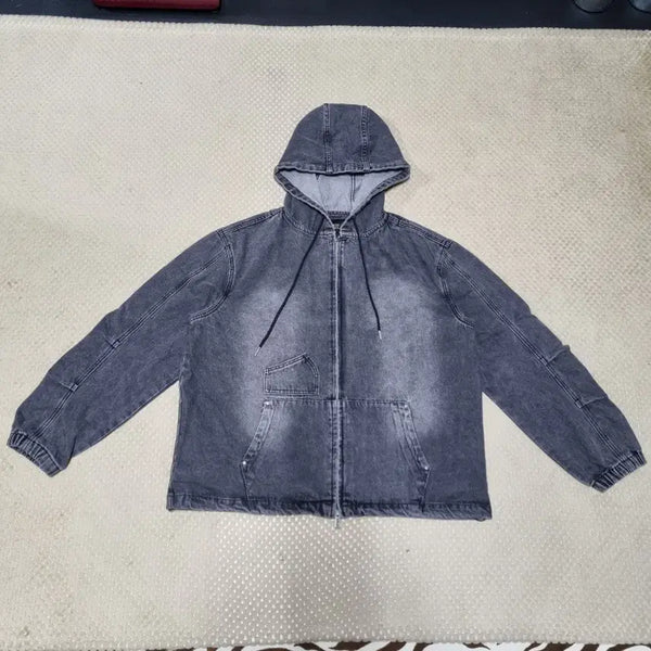 [BUNJANG] Dimitri Black Fade Washing Denim Hooded Jacket XL / (XL) 디미트리블랙 페이드 워싱 데님 후디드 자켓