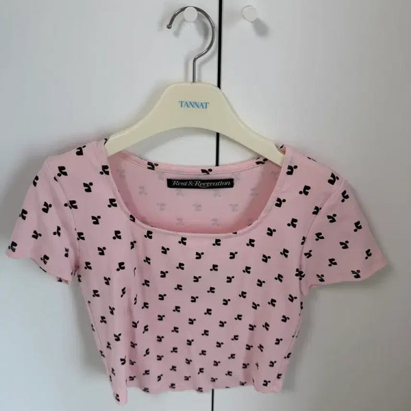 [BUNJANG] REST AND RECREATION Pink Logo T-shirt / 레스트앤레크레이션 핑크 로고 티