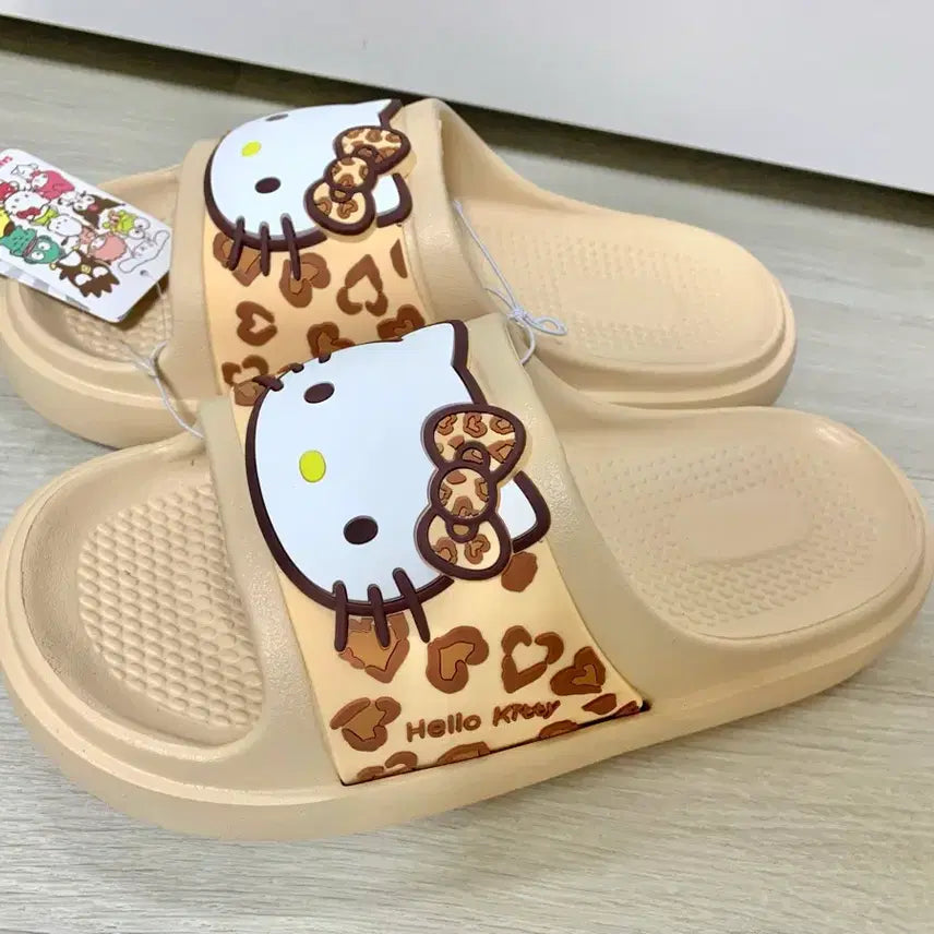 [BUNJANG] Sanrio Hello Kitty Leopard Print Slipper Beige 250mm / 산리오 헬로키티 호피 레오파드 슬리퍼 베이지 250mm