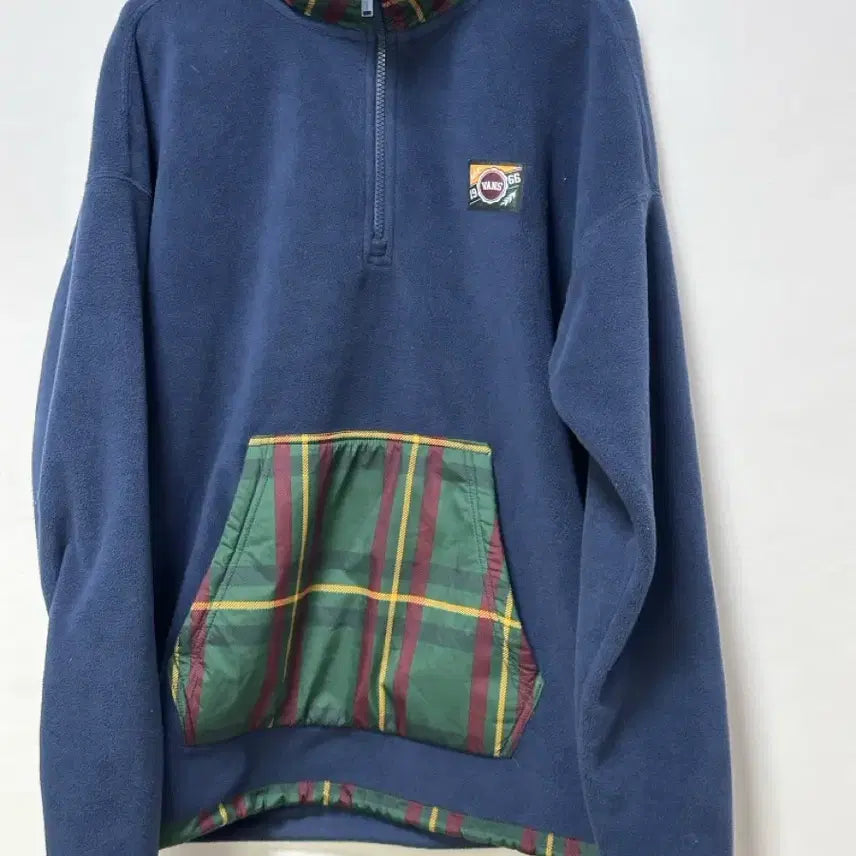 [BUNJANG] Vans Men's Fleece Plaid Pocket Pullover Navy Small / VANS 남성 플리스 체크 포켓 스몰 네이비