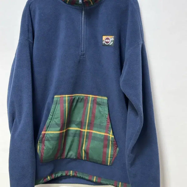 [BUNJANG] Vans Men's Fleece Plaid Pocket Pullover Navy Small / VANS 남성 플리스 체크 포켓 스몰 네이비
