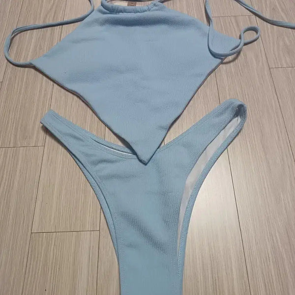 [BUNJANG] Sky Blue Ribbon Bikini / 하늘색 리본 비키니