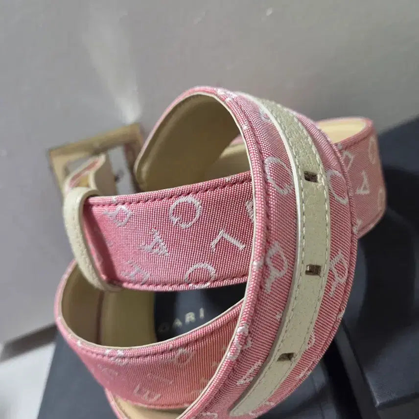 [BUNJANG] Bvlgari Vintage Pink Denim Women's Belt with Silver Buckle / 불가리 여성 벨트  새상품