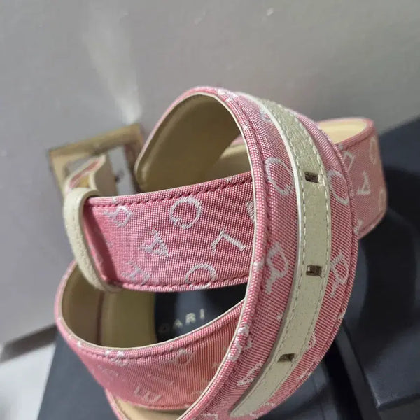 [BUNJANG] Bvlgari Vintage Pink Denim Women's Belt with Silver Buckle / 불가리 여성 벨트  새상품