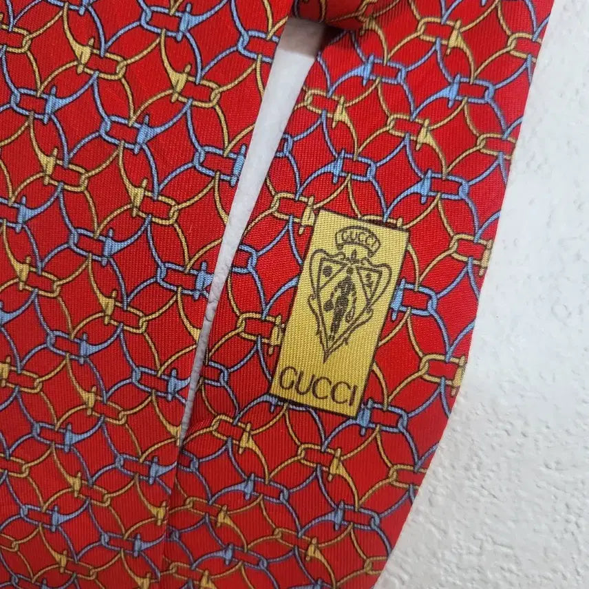 [BUNJANG] Vintage Gucci Necktie Red Chain Pattern / 빈티지 구찌 넥타이 패턴 레드