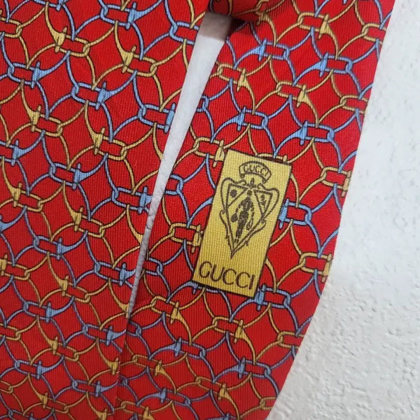 [BUNJANG] Vintage Gucci Necktie Red Chain Pattern / 빈티지 구찌 넥타이 패턴 레드