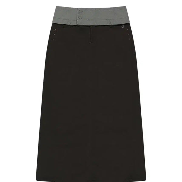 [BUNJANG] Koiseo Waist Panel Long Skirt Warm Grey / 코이세이오 웨이스트 패널 롱스커트 웜그레이