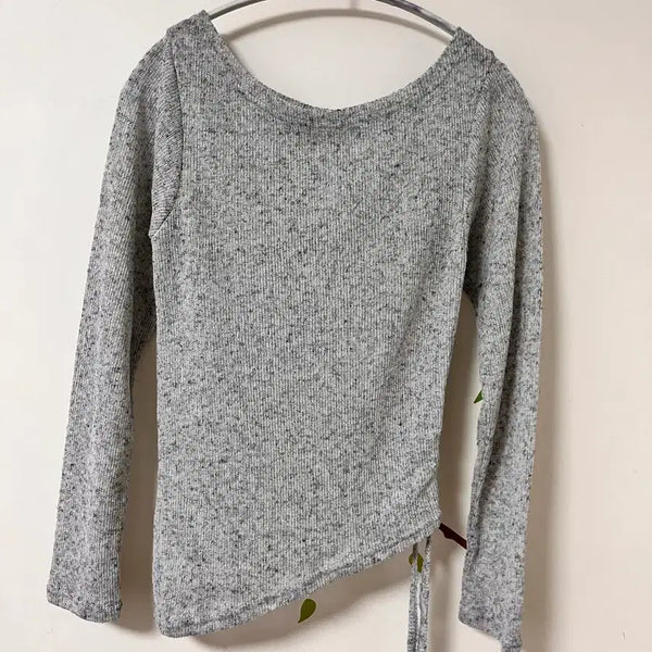 [BUNJANG] Melange Gray See-Through Long Sleeve T-Shirt / 멜란지 그레이 시스루 긴팔티