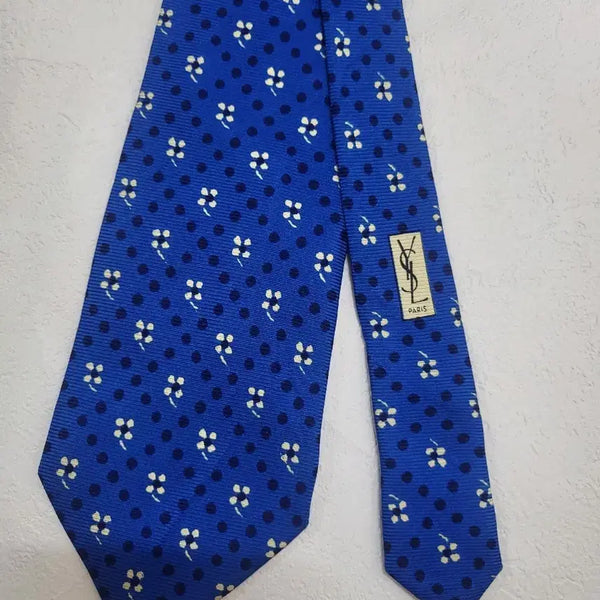 [BUNJANG] Vintage Yves Saint Laurent Blue Pattern Tie / (오늘만할인)빈티지 입생로랑 넥타이 블루 패턴