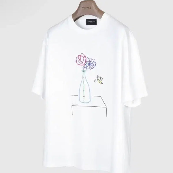 [BUNJANG] Poker Face Embroidered Short-Sleeve T-Shirt Size 48 / 포커페이스 자수 반팔티 48