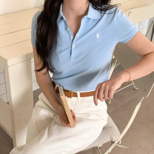 [BUNJANG] Polo Girls' PK Collar Short Sleeve T-Shirt XL Pink/Elite Blue / [새상품] 폴로 걸즈 PK 카라반팔티 XL 핑크/엘리트블루