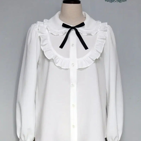 [BUNJANG] Leaf Cherry Blossom Yoke Blouse / 리프 체리블라썸 요크 블라우스 / 로리타 블라우스